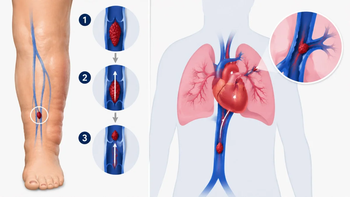 Coágulo de sangre formándose dentro de una vena dañada